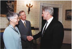 Susan Loy + Ron Ayers with President Clinton